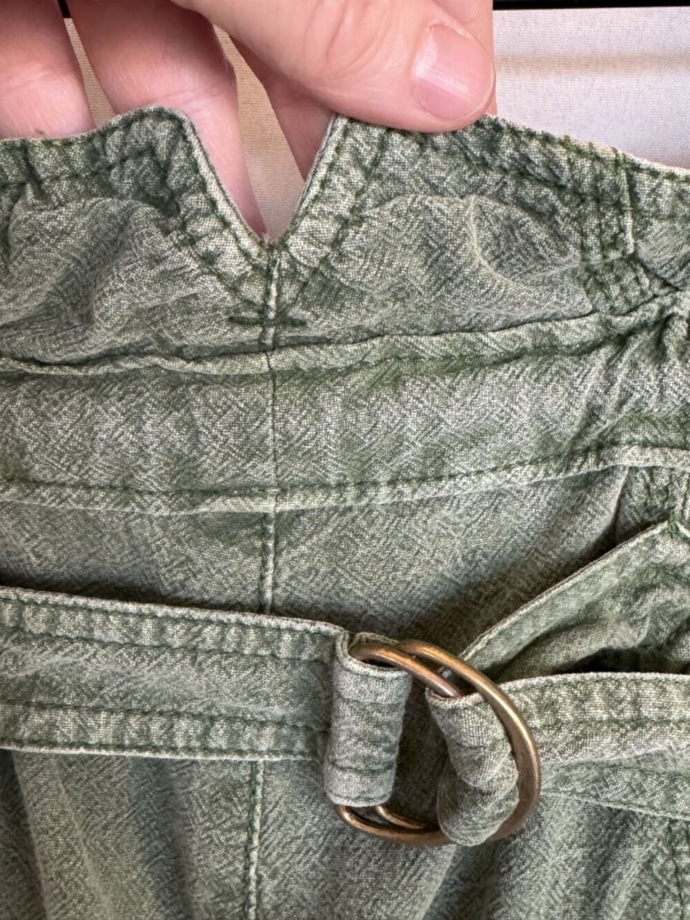 Free People Runyon Oversized Olive Green Paper Bag Waist Crop Harem Pants Small - Picture 8 of 14